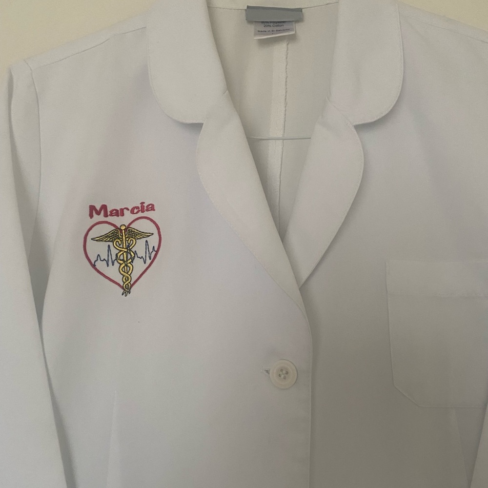 White Grey’s Anatomy Registered Nurse jacket, already embroidery name Marcia